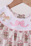 Pink carousel embroidery ruffle dress - Aaria Tees Aaria Tees