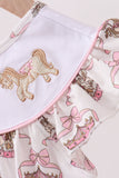 Pink carousel embroidery ruffle dress - Aaria Tees Aaria Tees