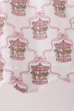 Pink carousel embroidery ruffle dress - Aaria Tees Aaria Tees