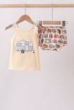 Khaki camper applique bow bloomer set - Aaria Tees Aaria Tees
