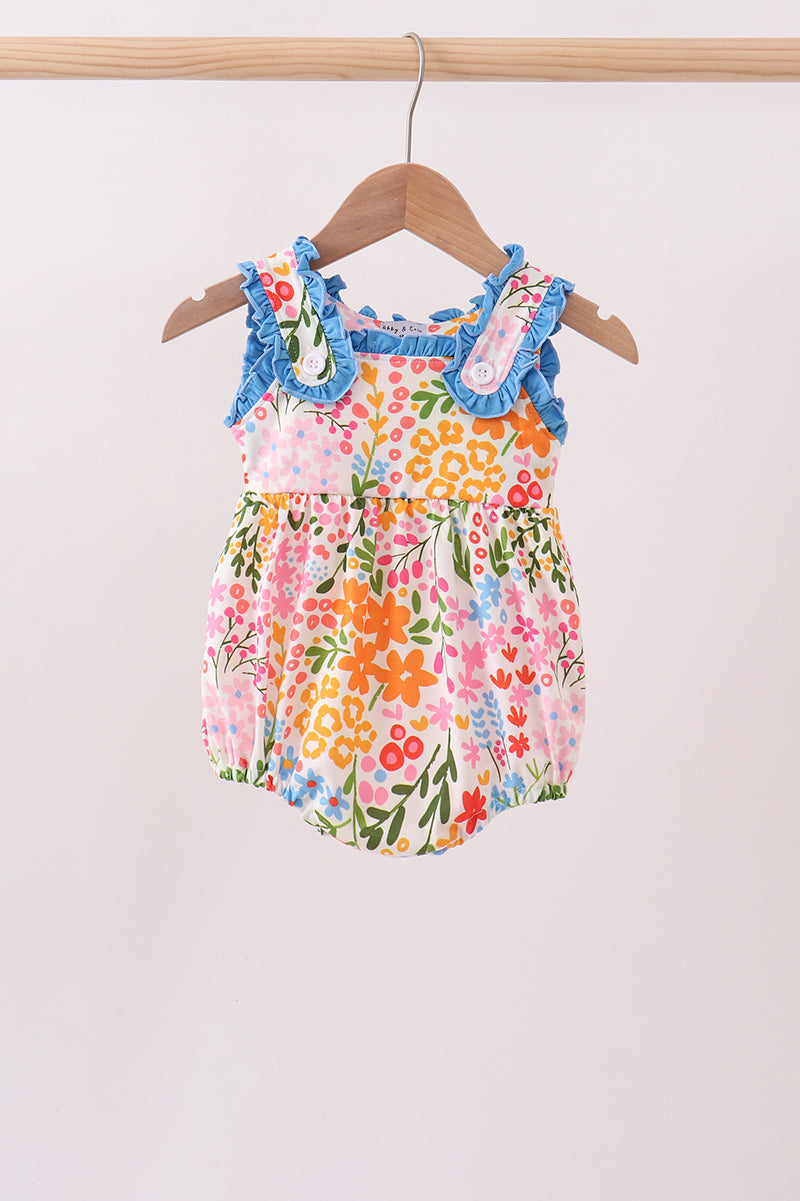 Summer floral print ruffle bubble - Aaria Tees Aaria Tees