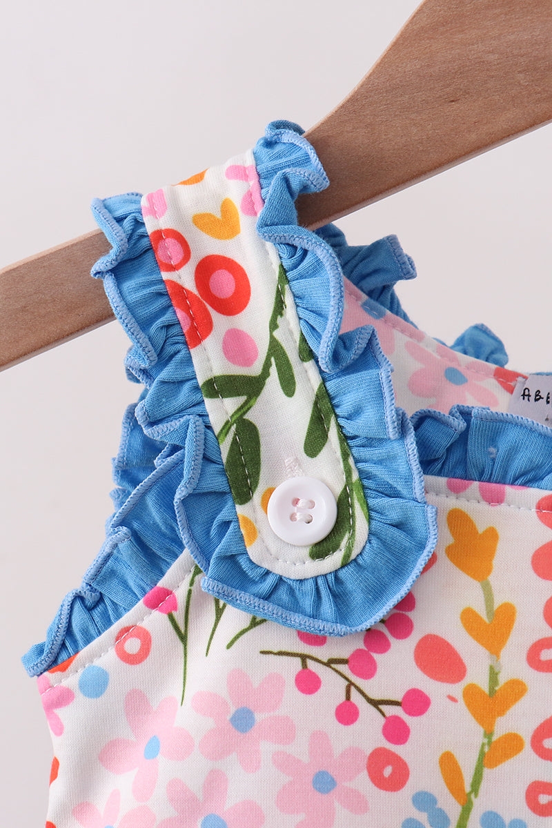 Summer floral print ruffle bubble - Aaria Tees Aaria Tees