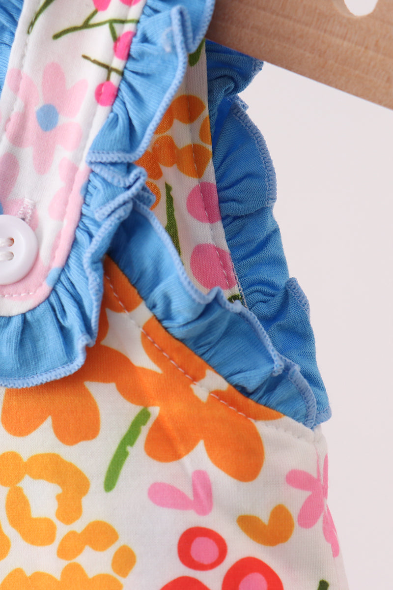 Summer floral print ruffle bubble - Aaria Tees Aaria Tees