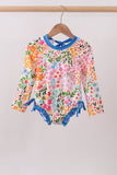 Summer floral print ruffle rashguard - Aaria Tees Aaria Tees