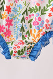 Summer floral print ruffle rashguard - Aaria Tees Aaria Tees