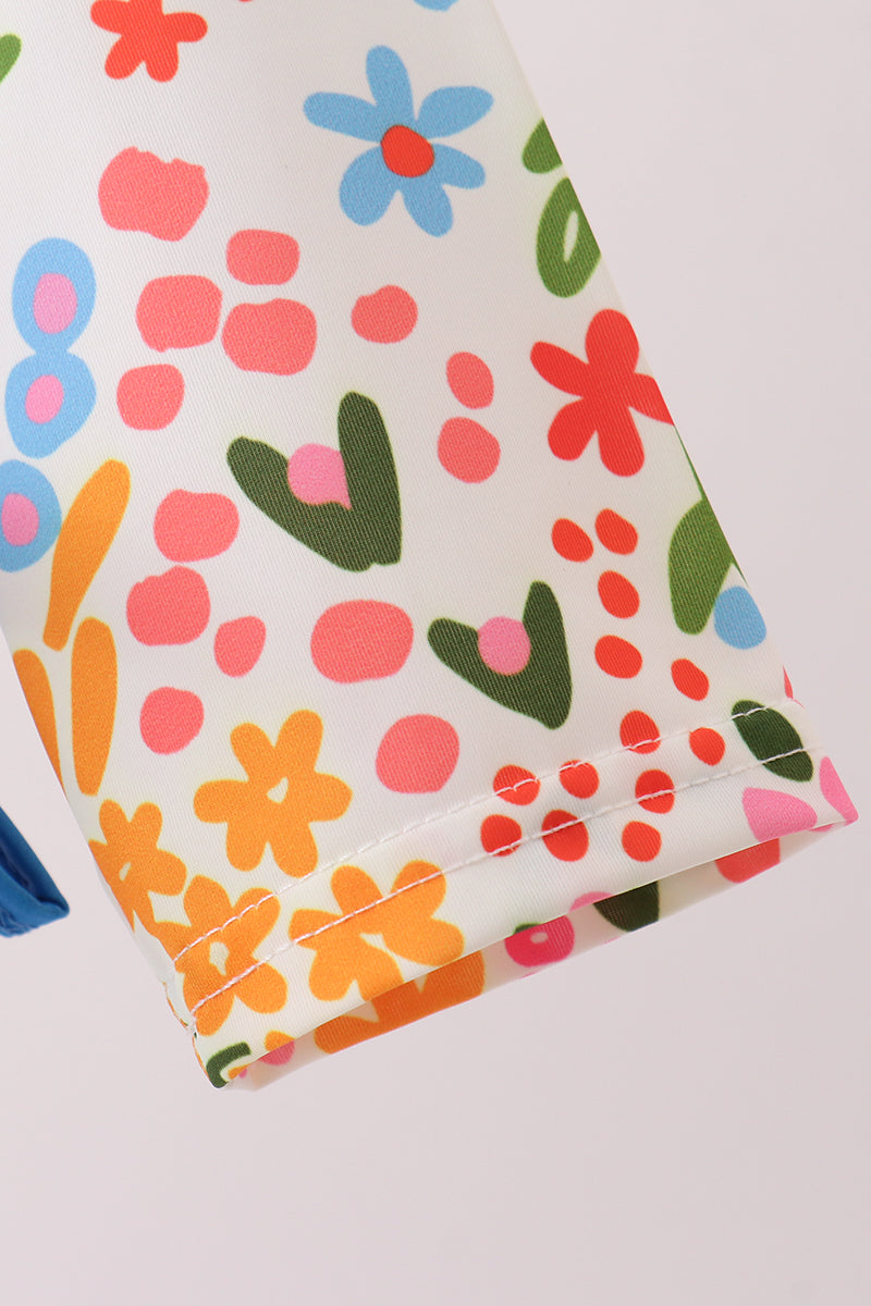 Summer floral print ruffle rashguard - Aaria Tees Aaria Tees
