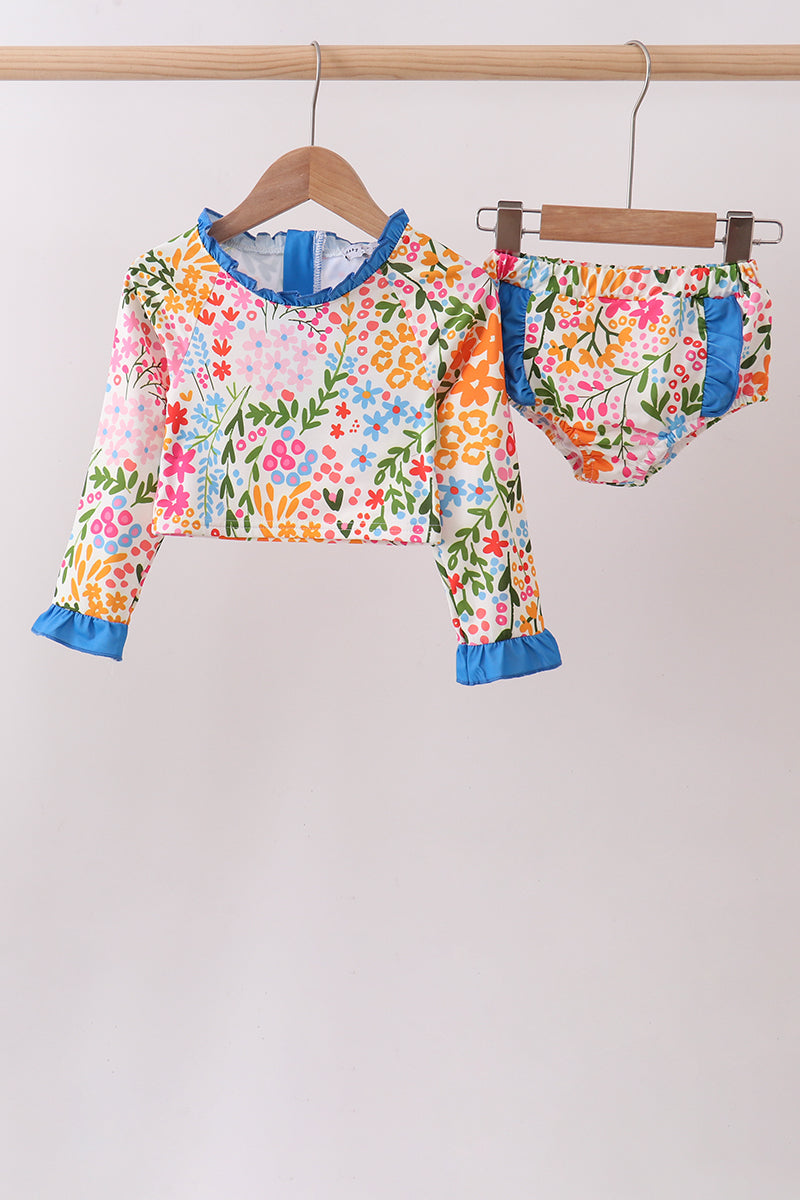 Summer floral print ruffle 2pc swimsuit - Aaria Tees Aaria Tees