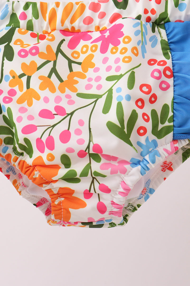 Summer floral print ruffle 2pc swimsuit - Aaria Tees Aaria Tees