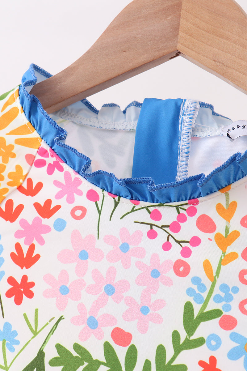 Summer floral print ruffle 2pc swimsuit - Aaria Tees Aaria Tees