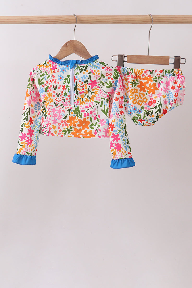 Summer floral print ruffle 2pc swimsuit - Aaria Tees Aaria Tees