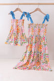 Summer floral print smocked mom&me dress - Aaria Tees Aaria Tees
