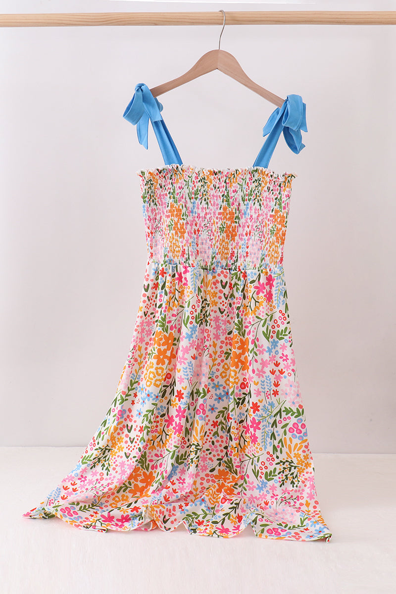 Summer floral print smocked mom&me dress - Aaria Tees Aaria Tees