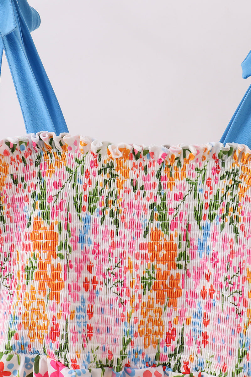 Summer floral print smocked mom&me dress - Aaria Tees Aaria Tees