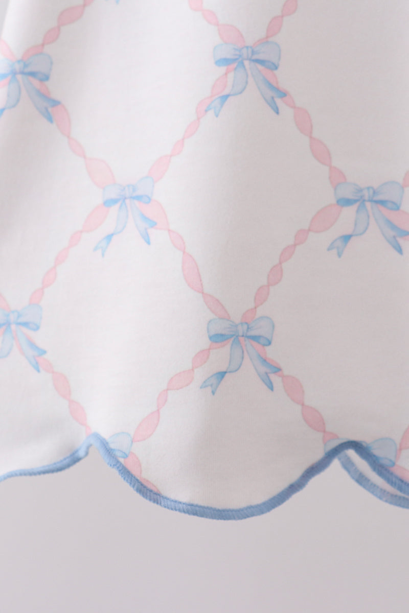Blue bow ribbon print bloomer set - Aaria Tees Aaria Tees
