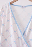 Blue bow ribbon print dress - Aaria Tees Aaria Tees