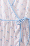 Blue bow ribbon print dress - Aaria Tees Aaria Tees