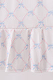 Blue bow ribbon print dress - Aaria Tees Aaria Tees