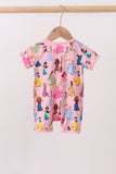 Pink character bamboo romper Aaria Tees