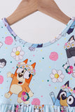 Blue character floral bamboo dress Aaria Tees