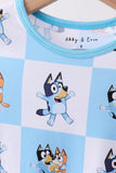 Blue character checkered bamboo pajama set Aaria Tees