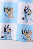 Blue character checkered bamboo pajama set Aaria Tees