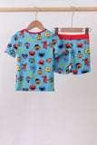Blue character bamboo pajama set Aaria Tees