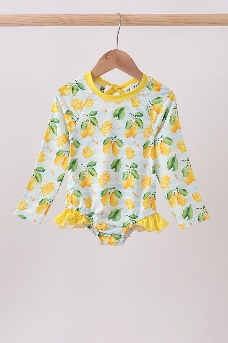 Lemon print ruffle rashguard - Aaria Tees Aaria Tees