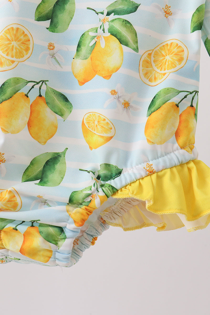 Lemon print ruffle rashguard - Aaria Tees Aaria Tees