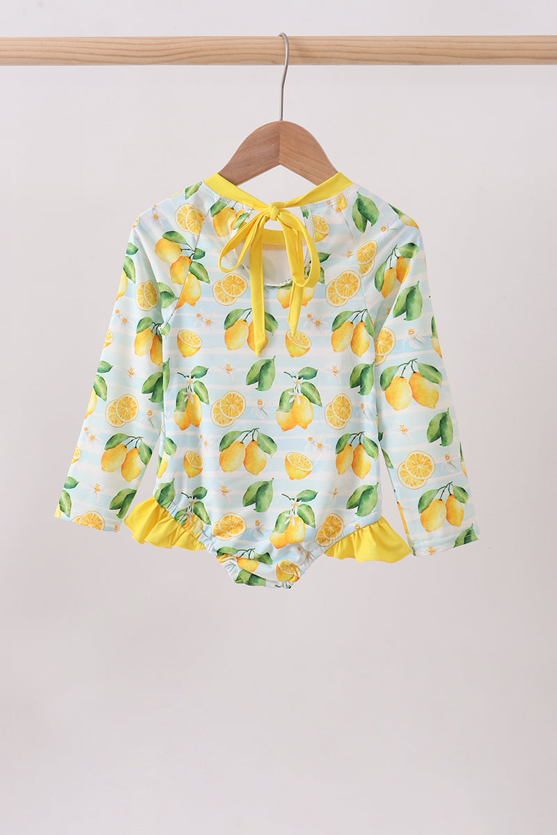 Lemon print ruffle rashguard - Aaria Tees Aaria Tees