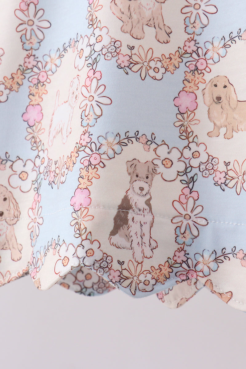 Pink puppy floral ruffle bloomer set - Aaria Tees Aaria Tees