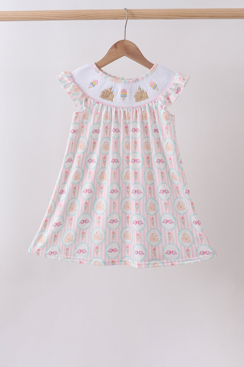 Castle ice cream smocked ruffle dress - Aaria Tees