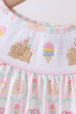 Castle ice cream smocked ruffle dress - Aaria Tees Aaria Tees