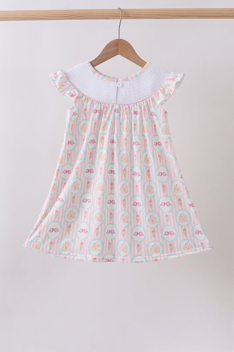 Castle ice cream smocked ruffle dress - Aaria Tees Aaria Tees