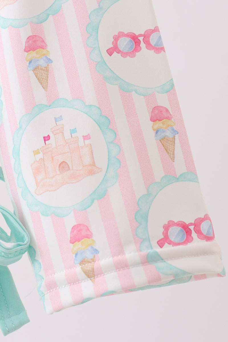 Green castle cream ruffle rashguard - Aaria Tees Aaria Tees