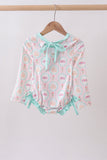 Green castle cream ruffle rashguard - Aaria Tees Aaria Tees