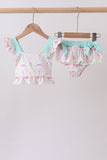 Green castle cream ruffle 2pc swimsuit - Aaria Tees Aaria Tees