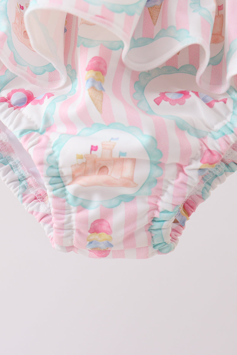Green castle cream ruffle 2pc swimsuit - Aaria Tees Aaria Tees