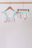 Green castle cream ruffle 2pc swimsuit - Aaria Tees Aaria Tees