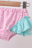 Pink sailboat print ruffle rashguard set - Aaria Tees Aaria Tees