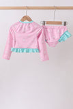 Pink sailboat print ruffle rashguard set - Aaria Tees Aaria Tees