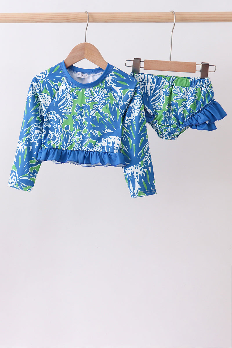 Ocean garden splash ruffle rashguard set - Aaria Tees Aaria Tees
