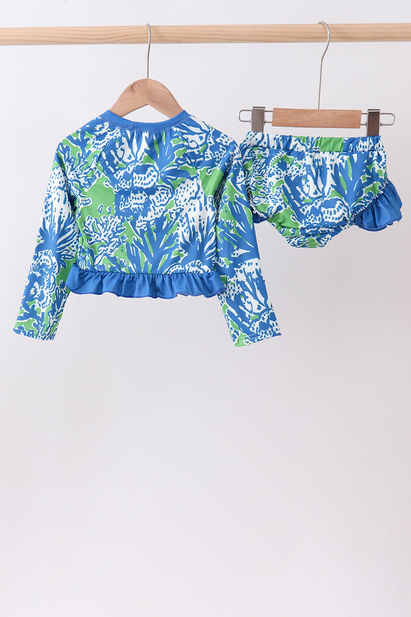 Ocean garden splash ruffle rashguard set - Aaria Tees Aaria Tees