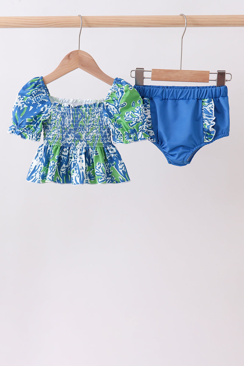 Ocean garden splash ruffle 2pc set - Aaria Tees