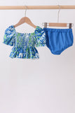 Ocean garden splash ruffle 2pc set - Aaria Tees Aaria Tees