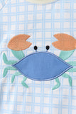 Blue crab applique plaid 2pc rashguard set - Aaria Tees Aaria Tees