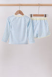 Blue crab applique plaid 2pc rashguard set - Aaria Tees Aaria Tees