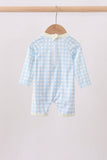 Blue crab applique plaid one-piece swimsuit - Aaria Tees Aaria Tees