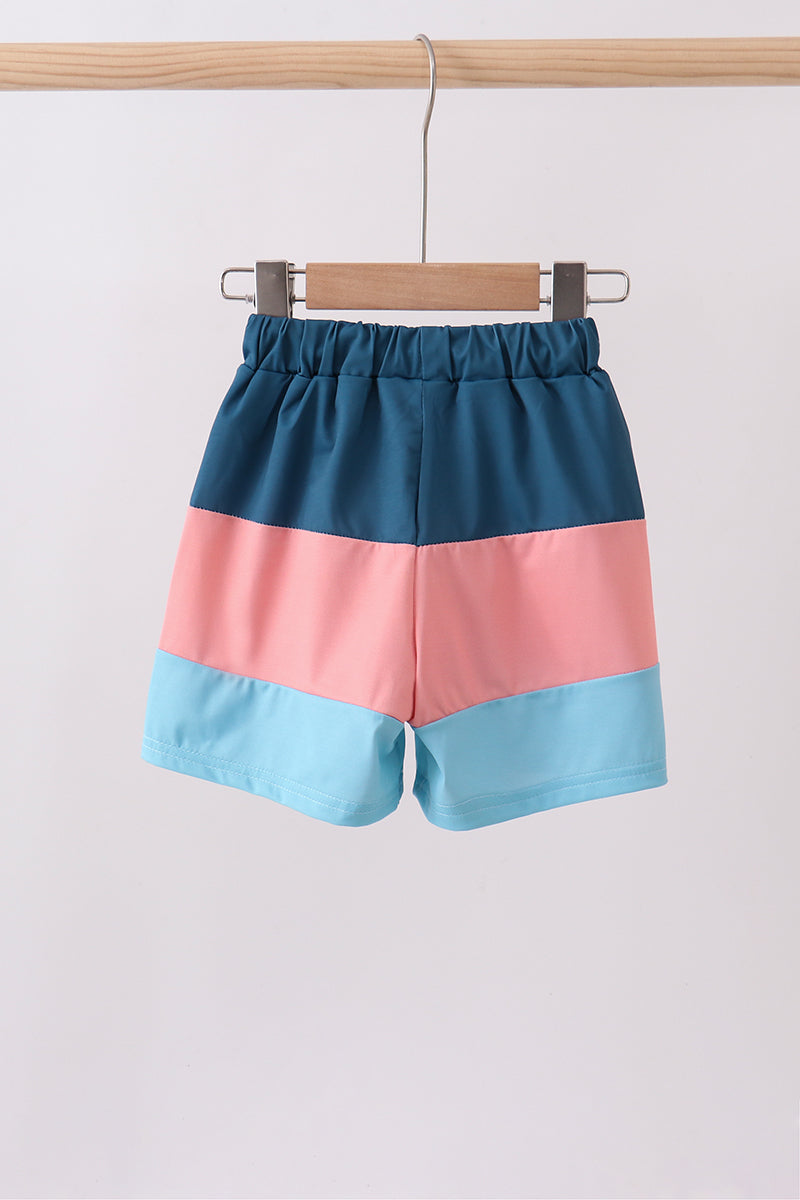 Colorblock fish embroidery swim trunks - Aaria Tees Aaria Tees