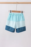 Blue stripe sailboat embroidery swim trunks - Aaria Tees Aaria Tees