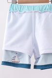 Blue stripe sailboat embroidery swim trunks - Aaria Tees Aaria Tees